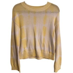 Elizabeth and James Womens Yellow & White Tie Dye‎ 100% Cotton Sweater SZ XS